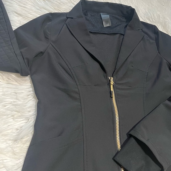 Rare Style MPG Active Black Collared V-Neck Zip Up Workout Jacket Pockets - Picture 1 of 16